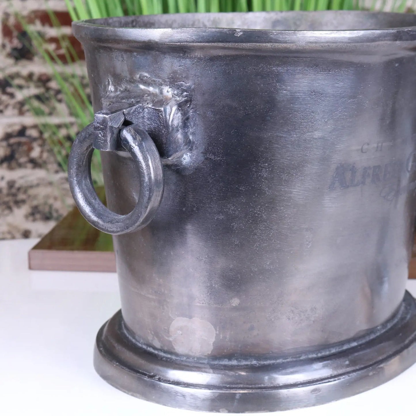 Alfred Gratien Luxury Gunmetal Champagne Ice Bucket - Closeup of Handle