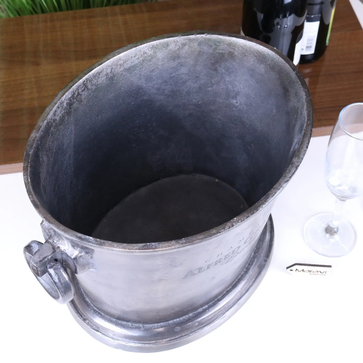 Alfred Gratien Luxury Gunmetal Champagne Ice Bucket - Top View no Ice