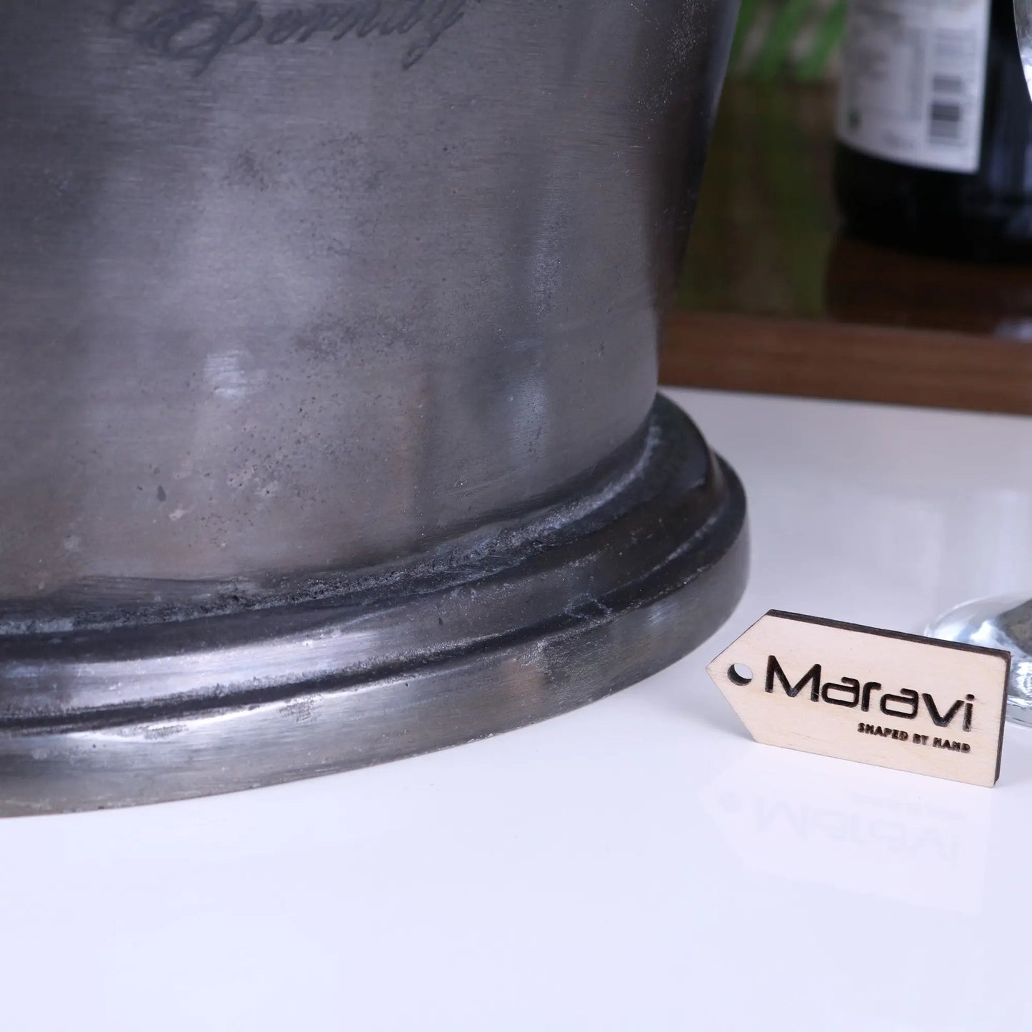 Alfred Gratien Luxury Gunmetal Champagne Ice Bucket - Closeup of Base