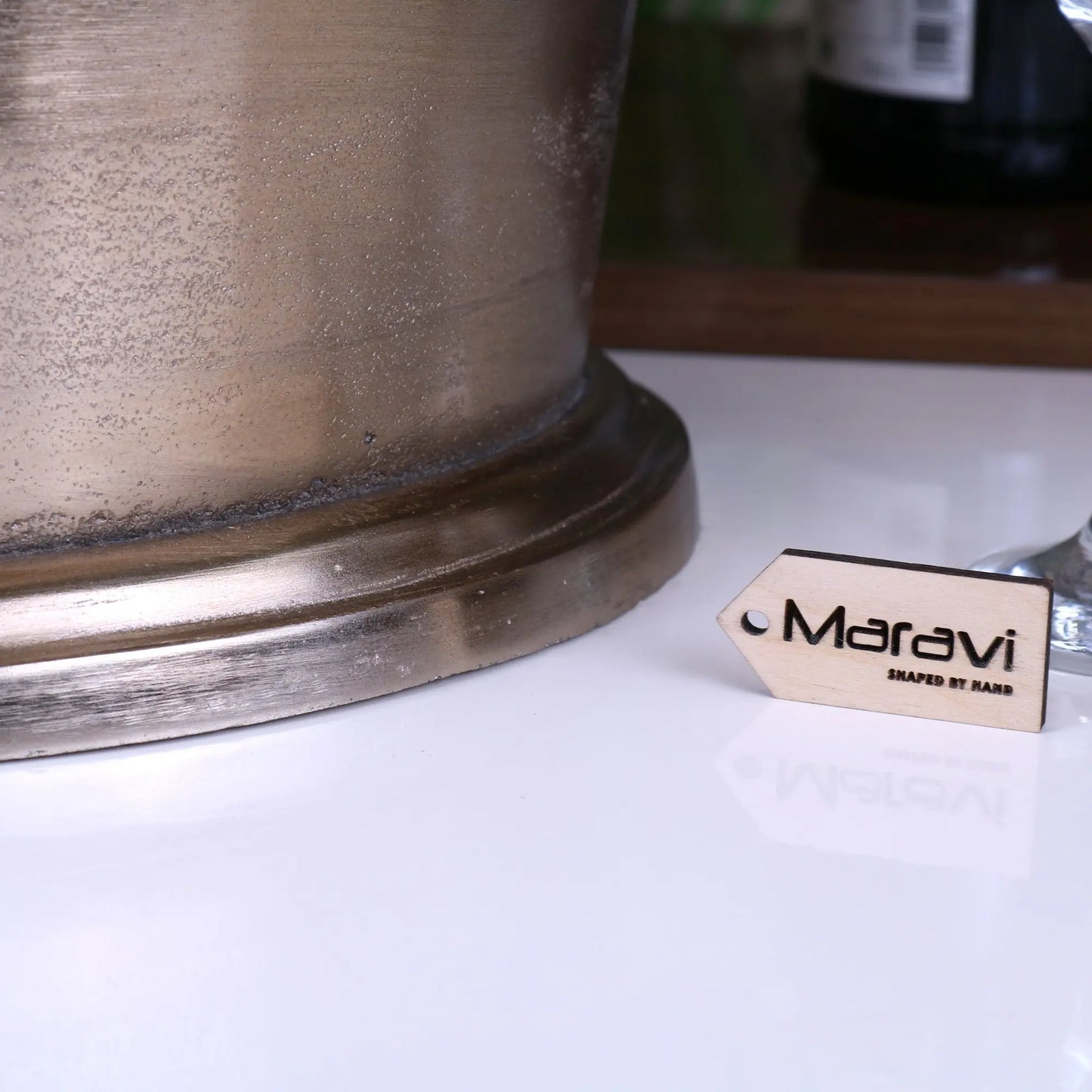 Alfred Gratien Luxury Light Gold Champagne Ice Bucket - Closeup of Base