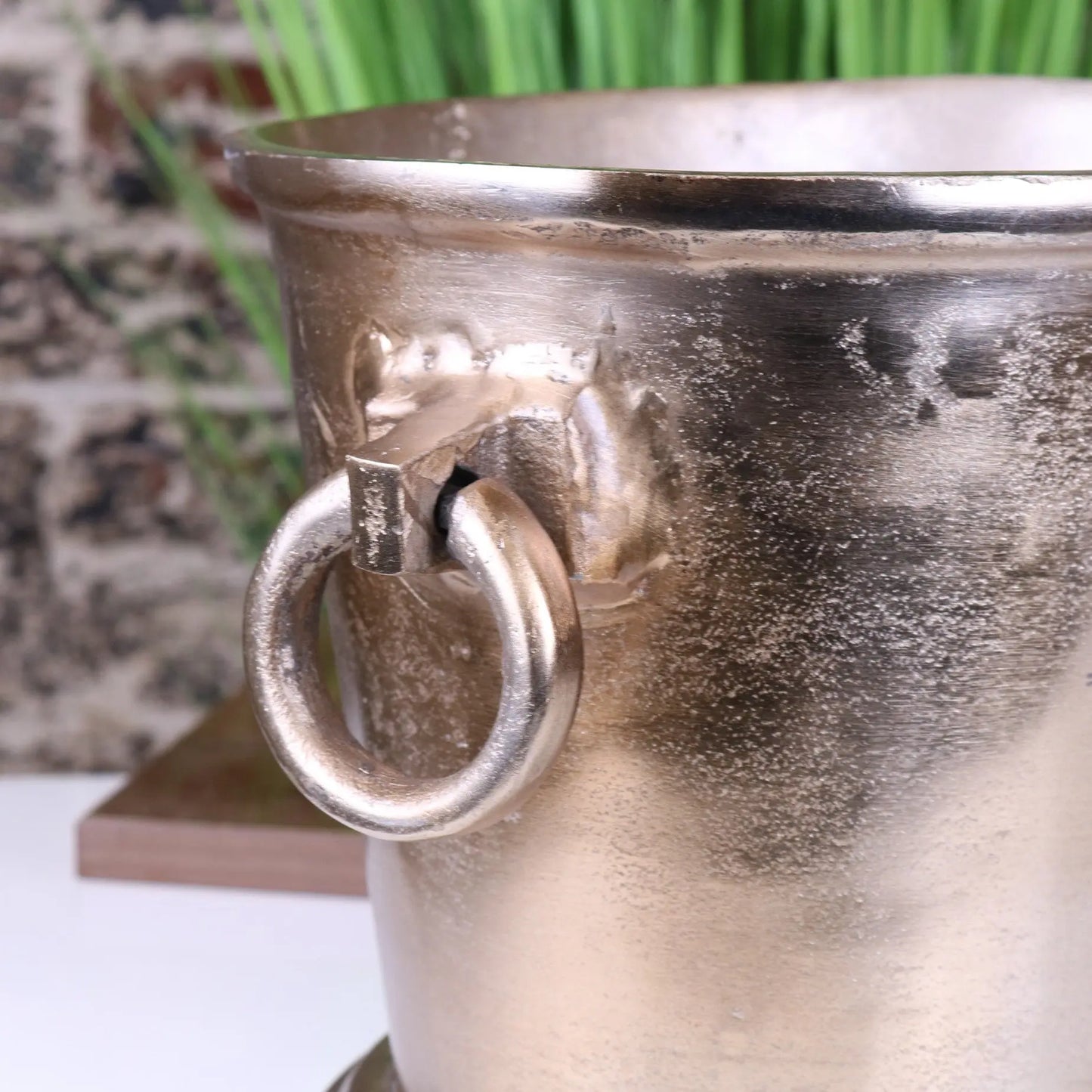 Alfred Gratien Luxury Light Gold Champagne Ice Bucket - Closeup of Handle