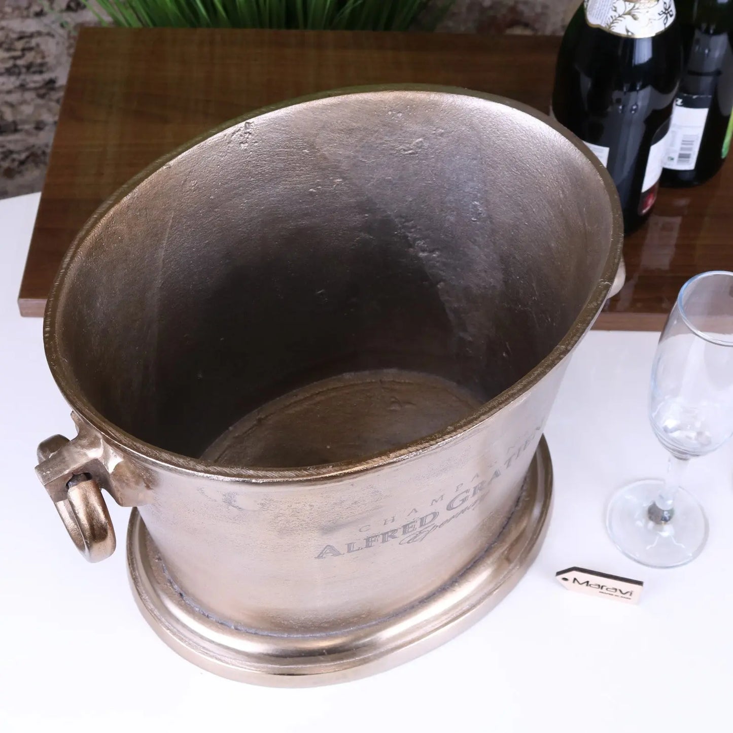Alfred Gratien Luxury Light Gold Champagne Ice Bucket - Top View no Ice