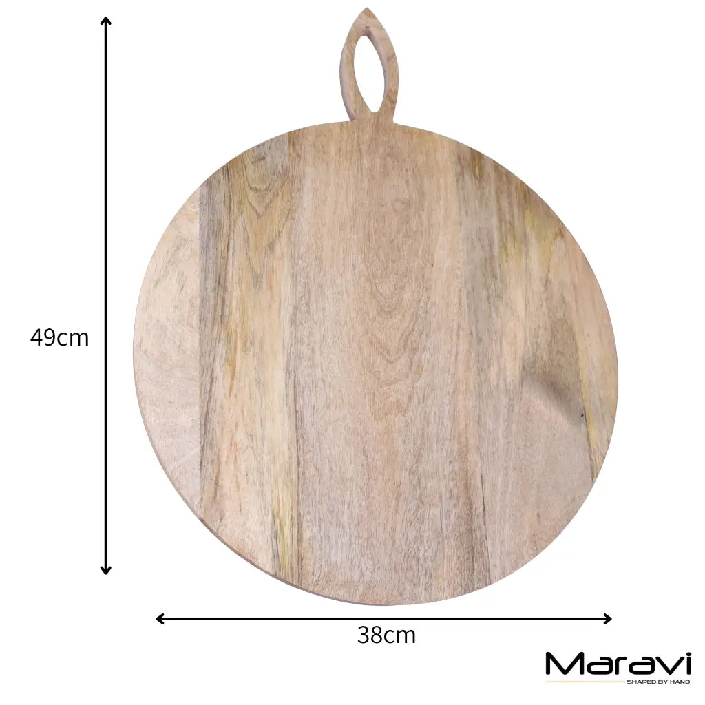 Amba Rustic Round Wooden Serving Board 38cm Maravi