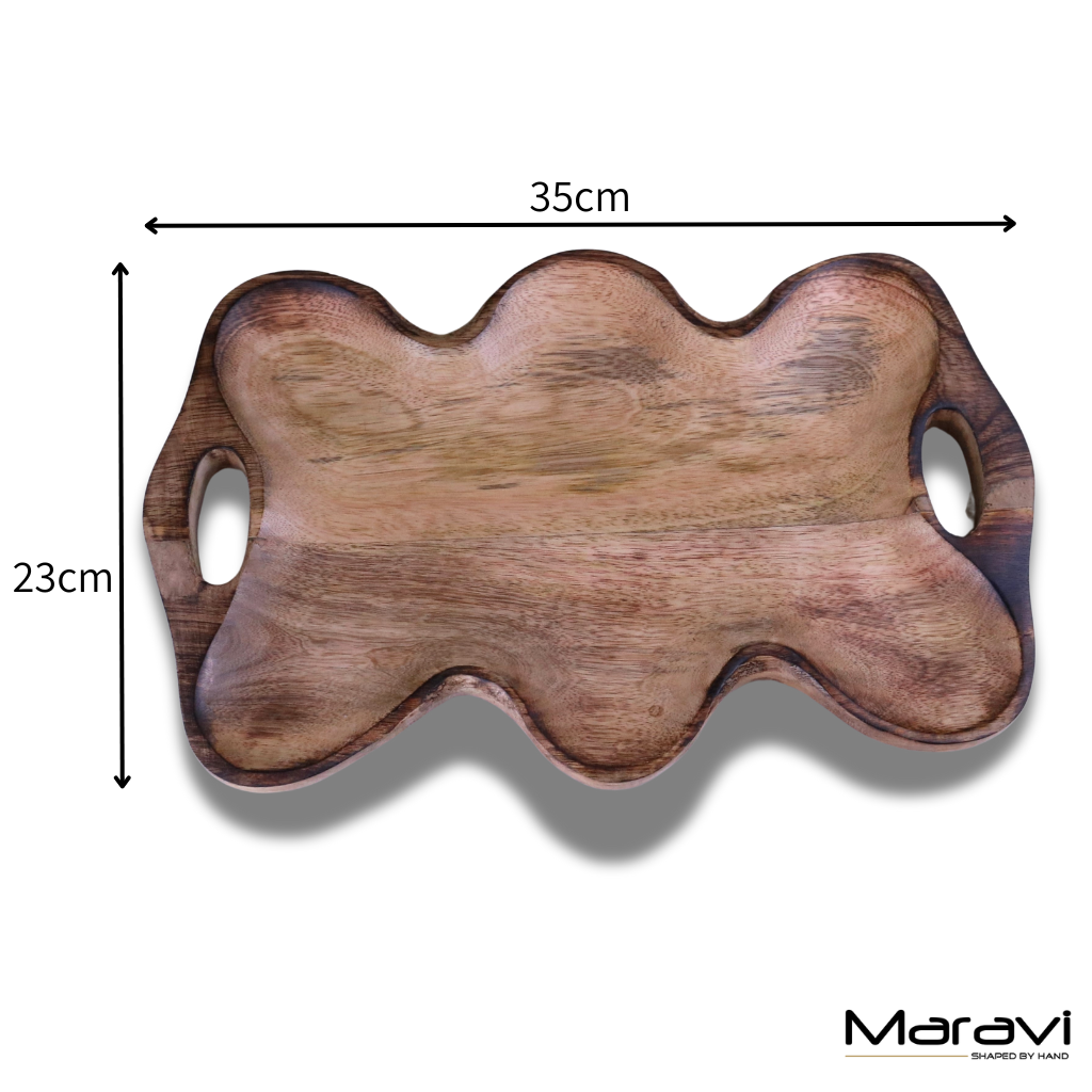 Amrola Mango Wood Serving Dish - Dimensions
