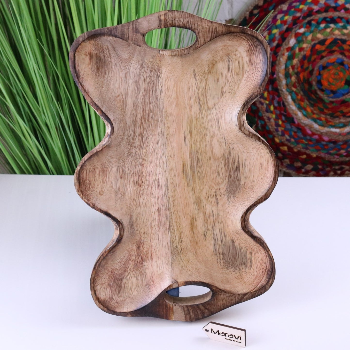 Amrola Mango Wood Serving Dish - Standing View
