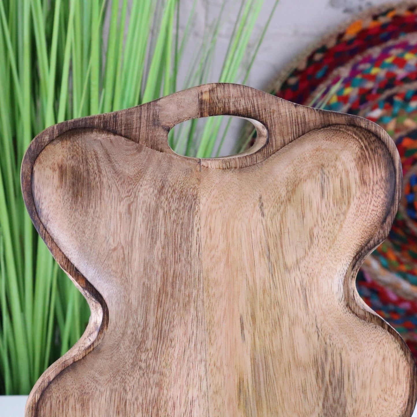 Amrola Mango Wood Serving Dish - Closeup of Handle