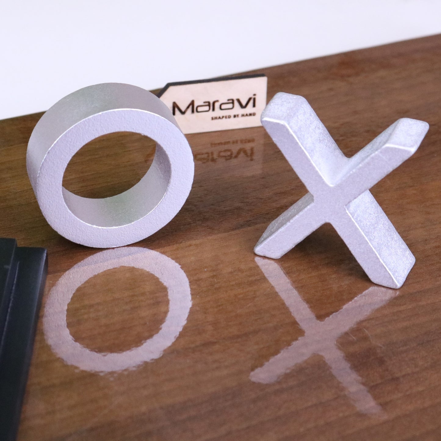 Bhavari Wooden Tic Tac Toe Game - Closeup of X O pieces