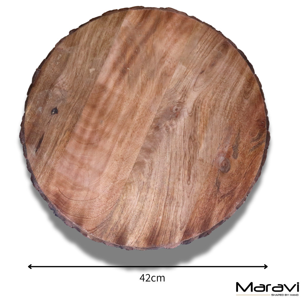 Bhimra Round Wooden Chopping Board Bark Edge 42cm - Dimensions