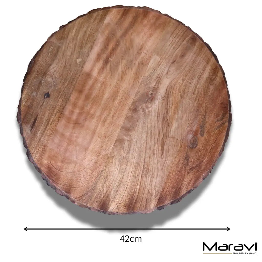 Bhimra Round Wooden Chopping Board Bark Edge 42cm - Dimensions
