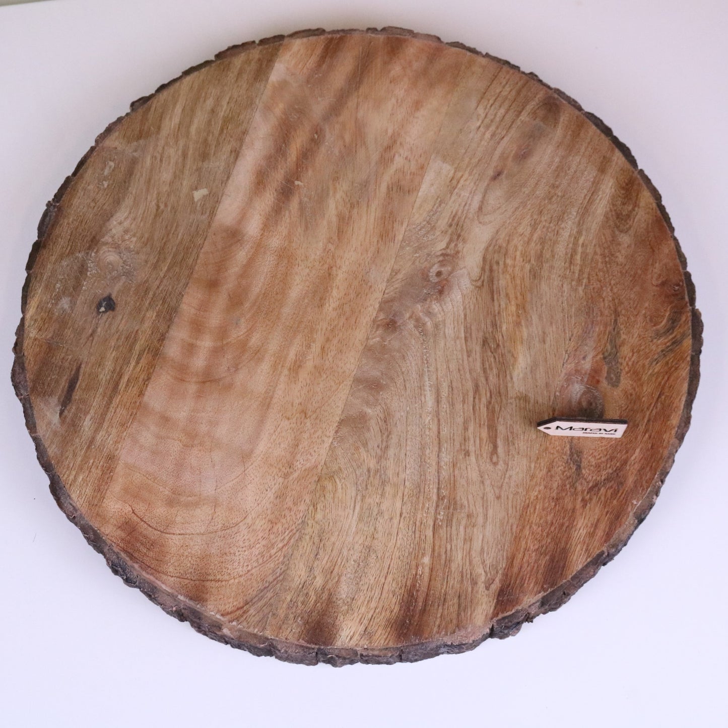 Bhimra Round Wooden Chopping Board Bark Edge 42cm - Top View