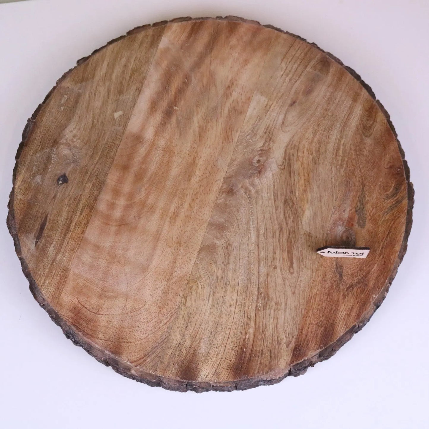 Bhimra Round Wooden Chopping Board Bark Edge 42cm - Top View