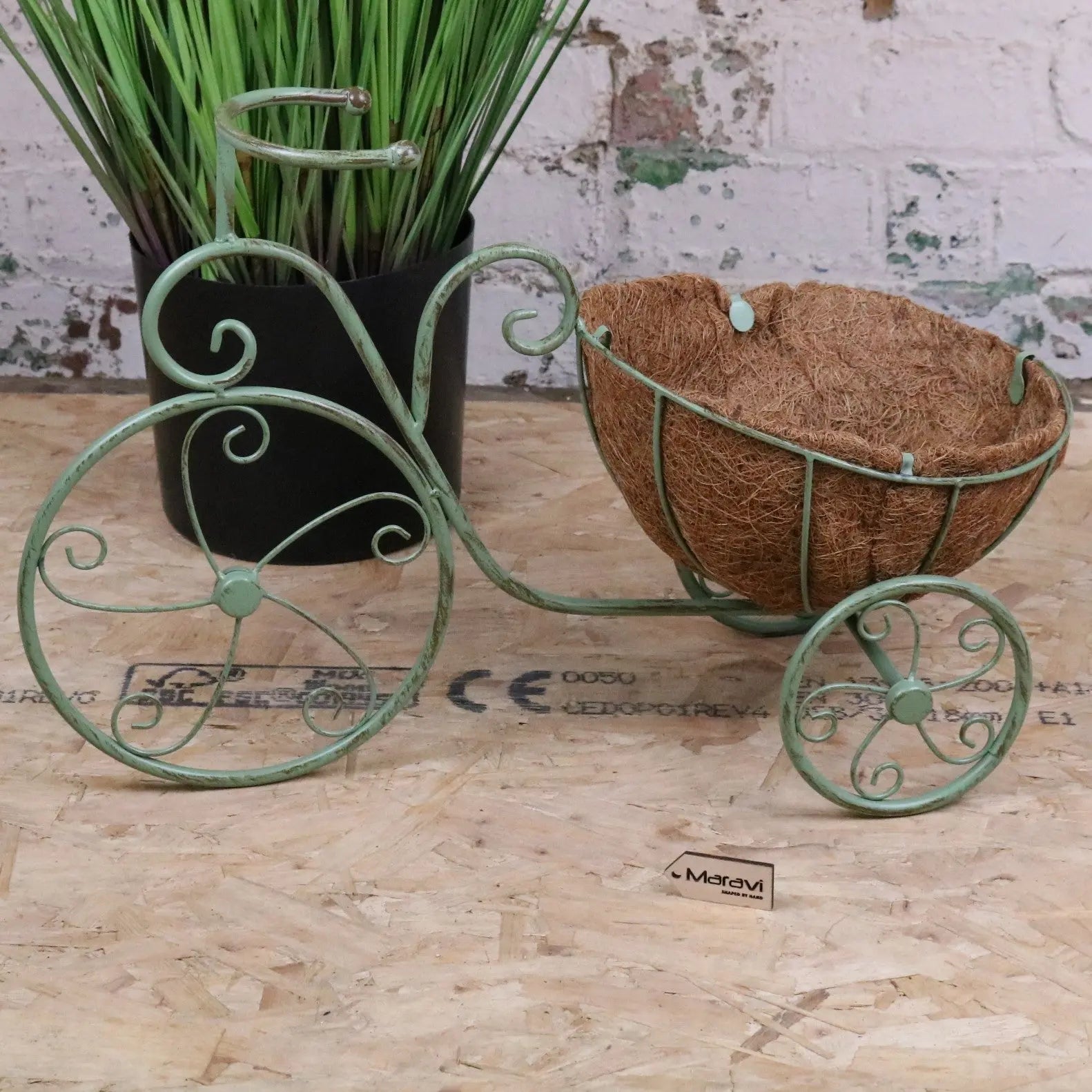 Bike Garden Planter Metal Vintage Green - Main Image