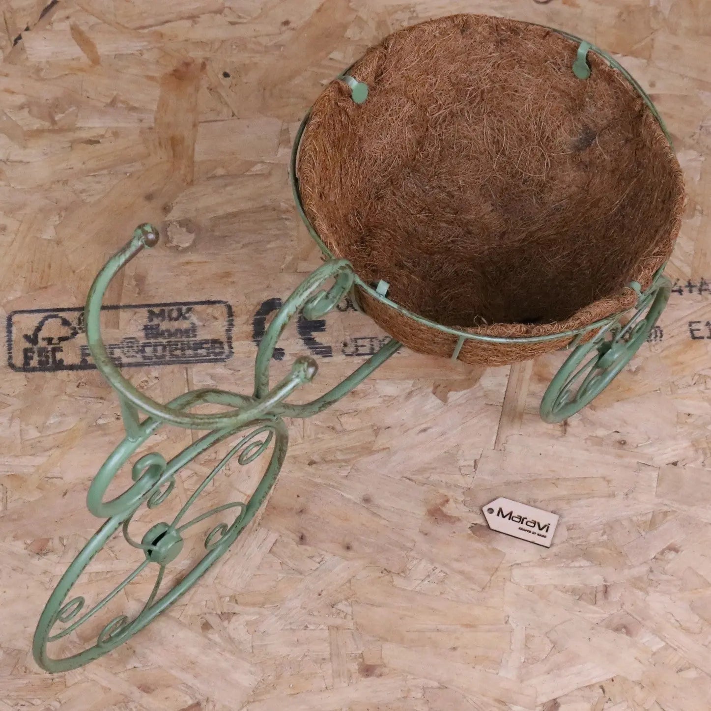 Bike Garden Planter Metal Vintage Green - Top View