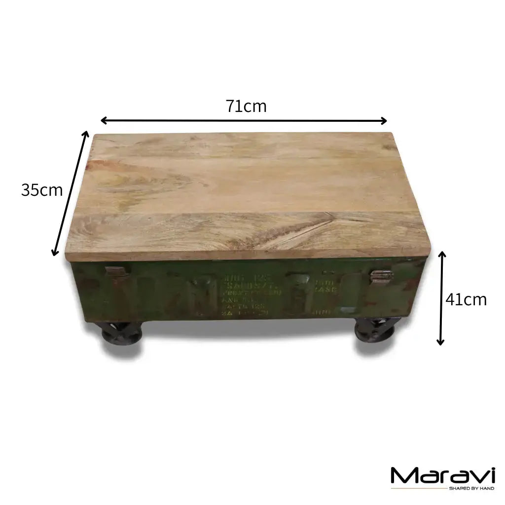 Bira Military Coffee Table - Dimensions