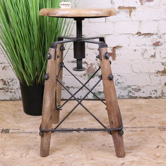 Chayana Adjustable Industrial Stool - Front View