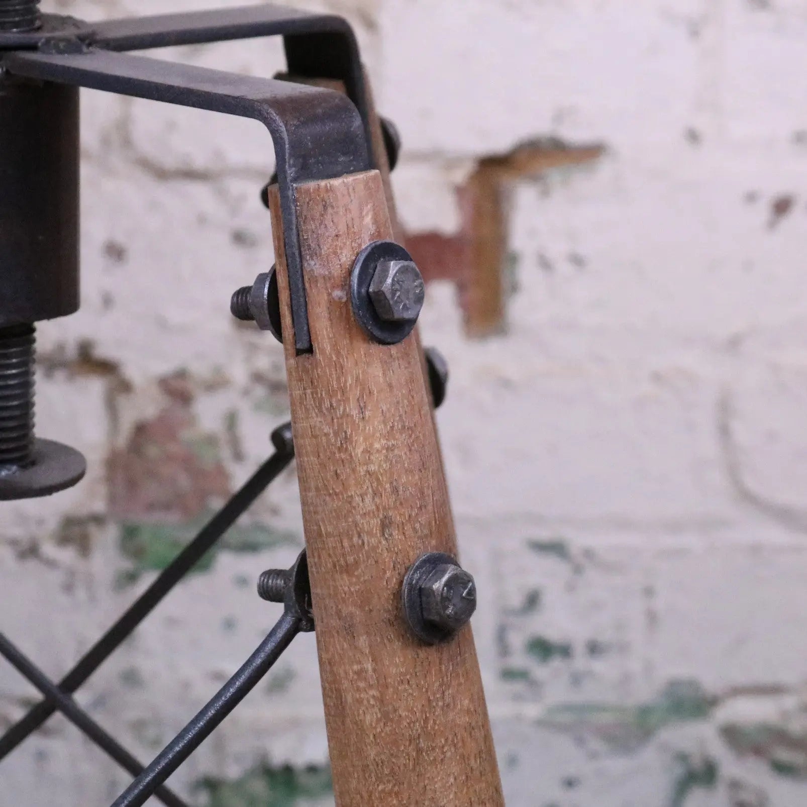 Chayana Adjustable Industrial Stool - Closeup of Bolt Details