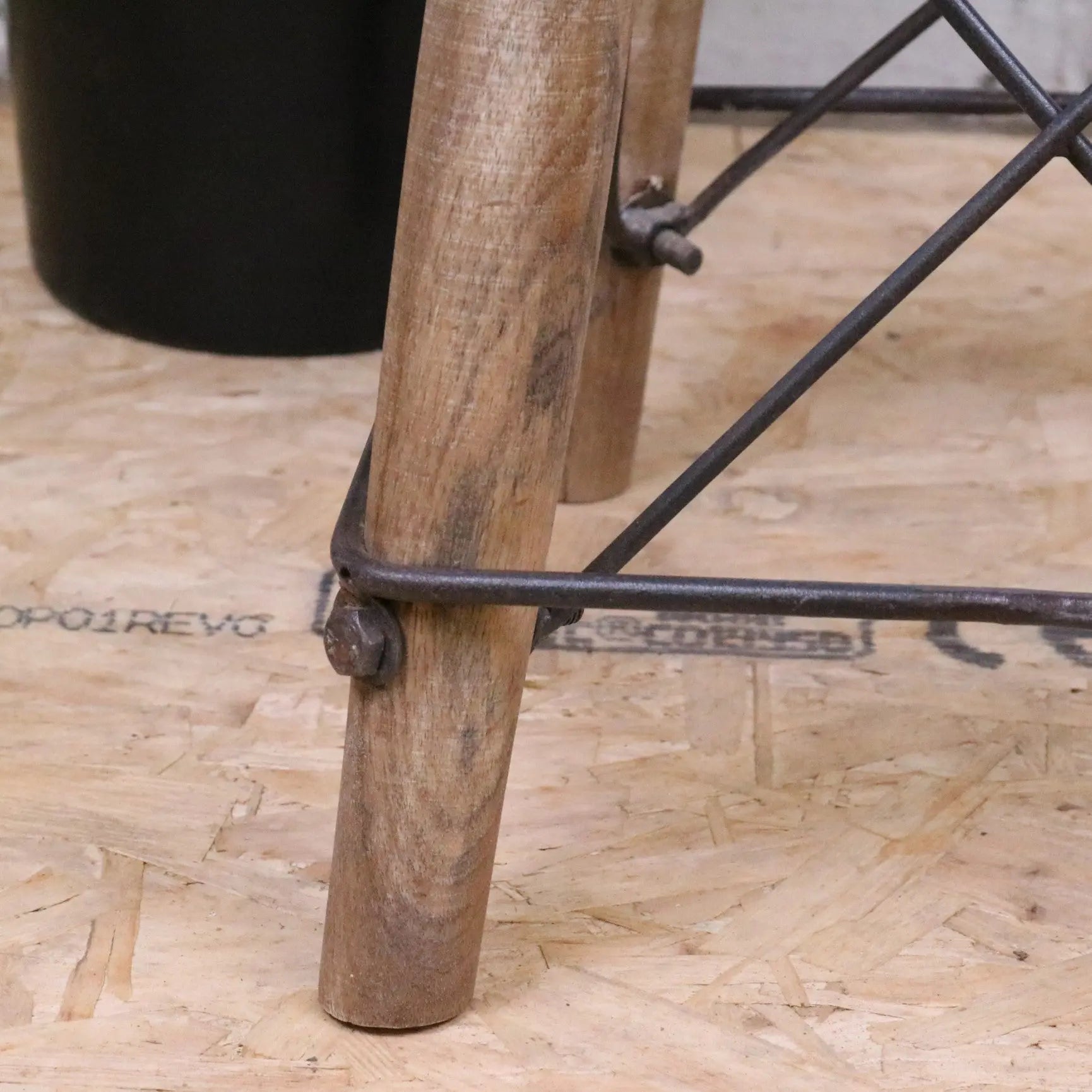 Chayana Adjustable Industrial Stool - Closeup of Leg
