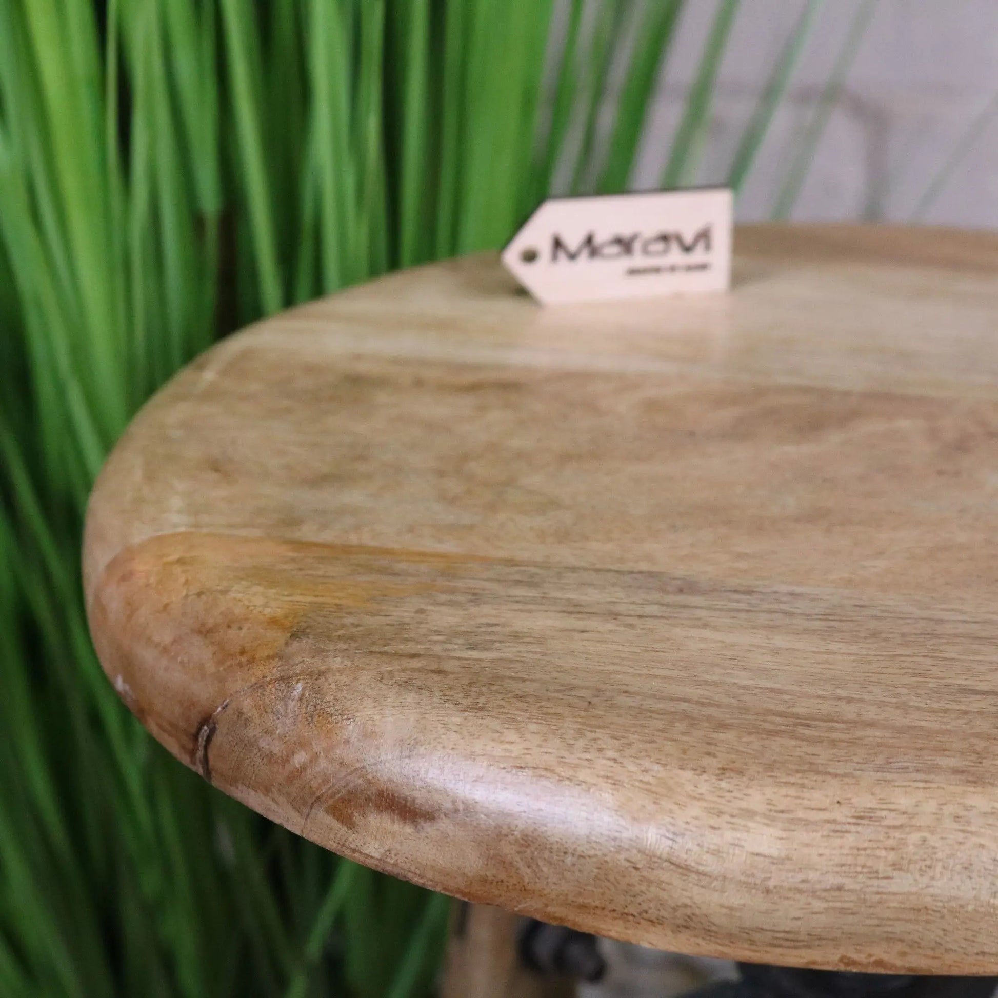 Chayana Adjustable Industrial Stool - Closeup of Woodgrain