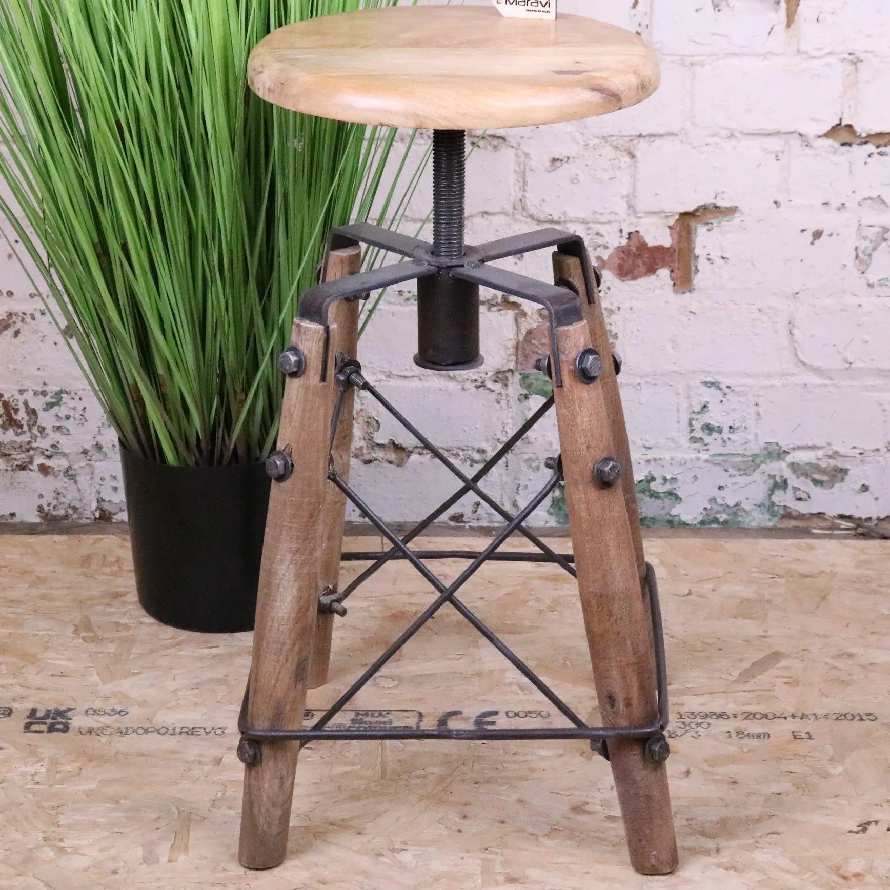 Chayana Adjustable Industrial Stool - Fully Open