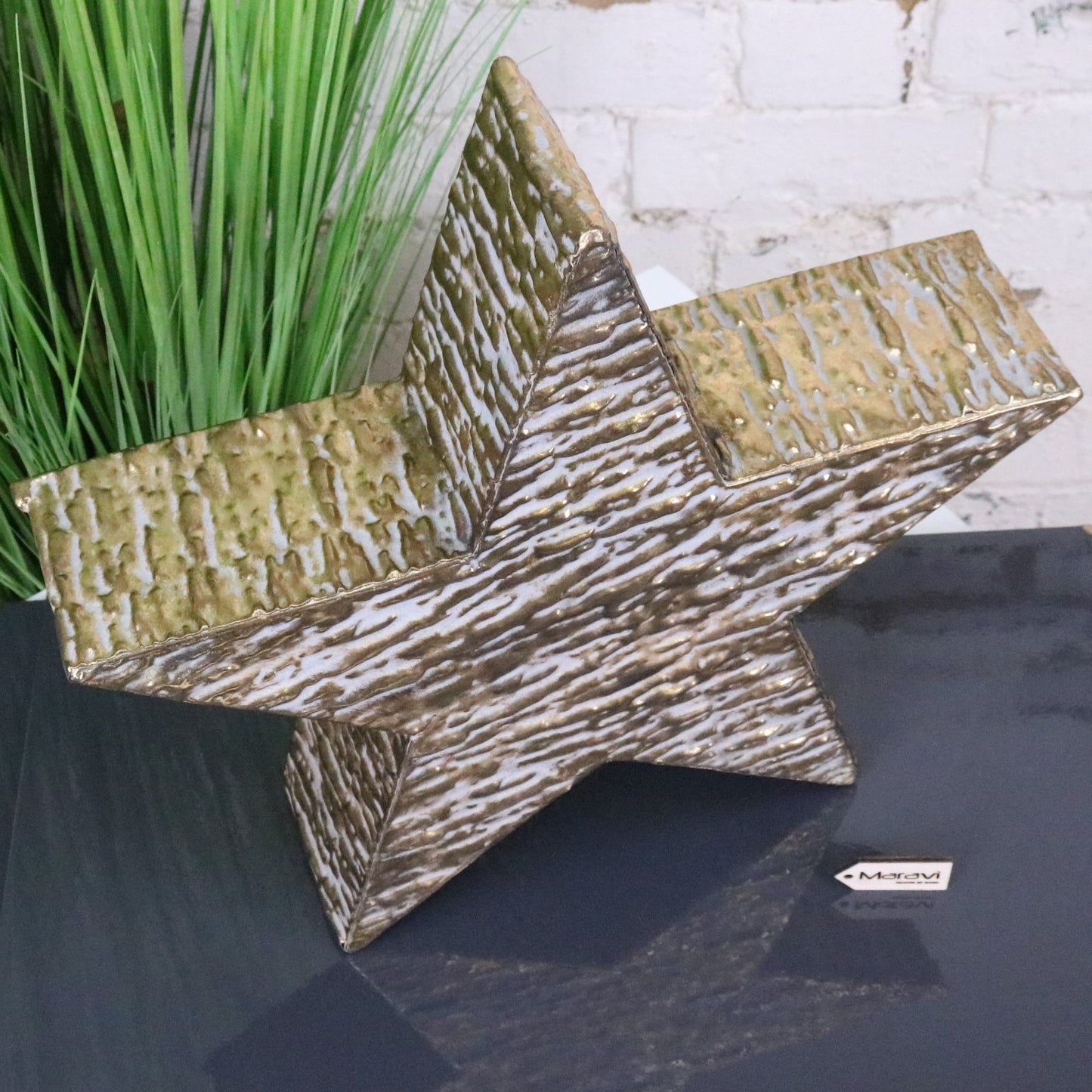 Dakini Large Star Decoration Gold Vintage Finish - Top View