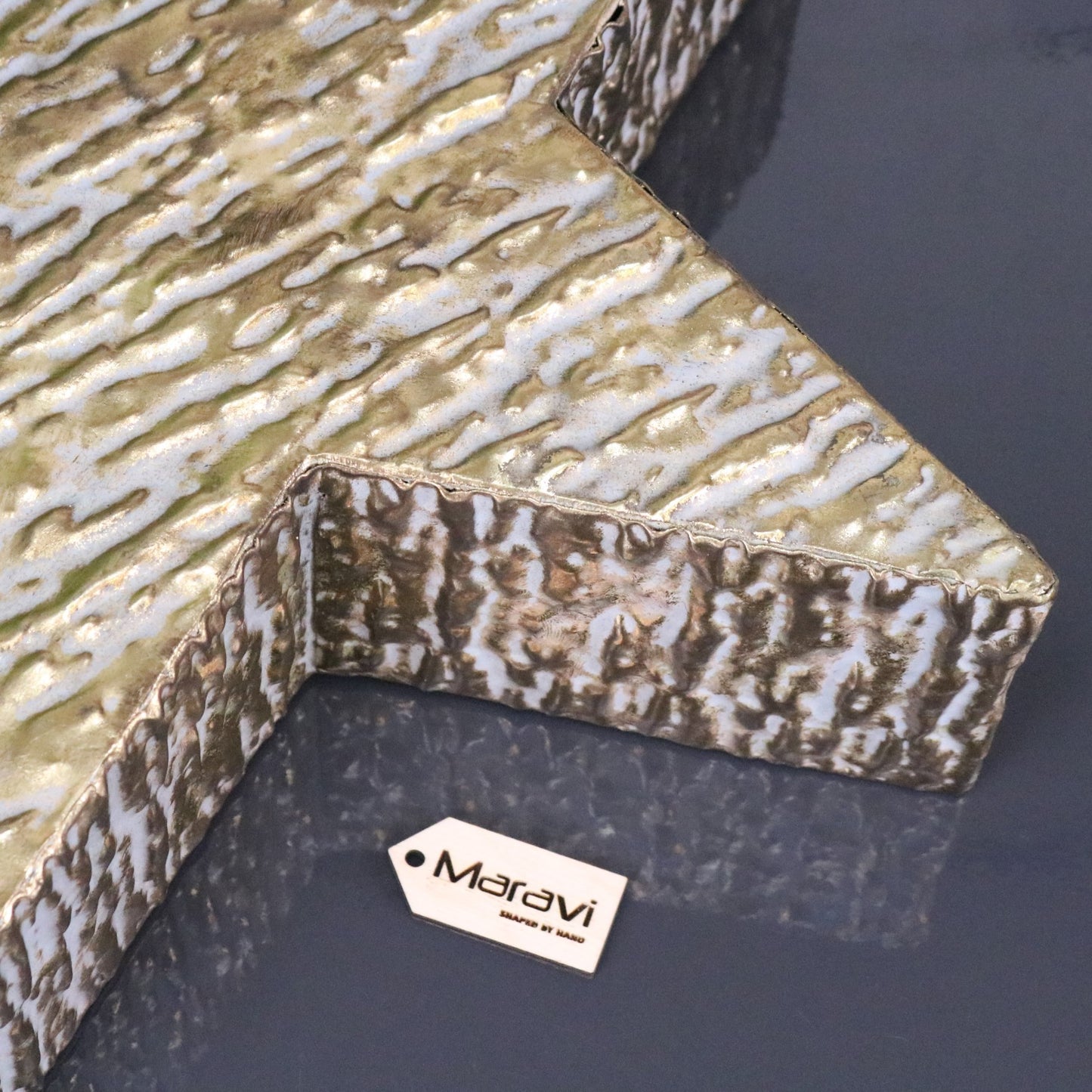 Dakini Large Star Decoration Gold Vintage Finish - Closeup of Paint