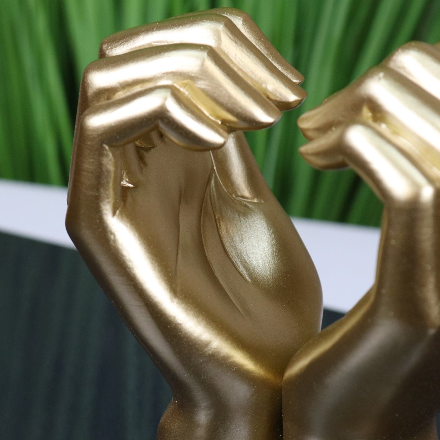 Darela Love Heart Hands Ornament Gold - Closeup of Detailing on Hands
