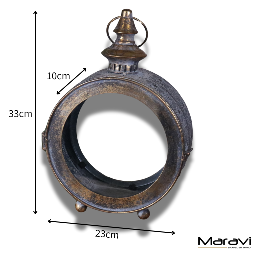 Devra Vintage Style Round Lantern - Dimensions