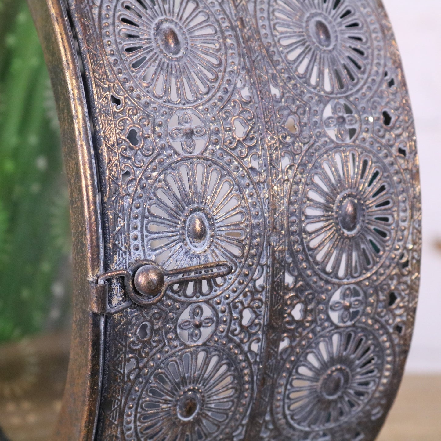 Devra Vintage Style Round Lantern - Closeup of Cut out design