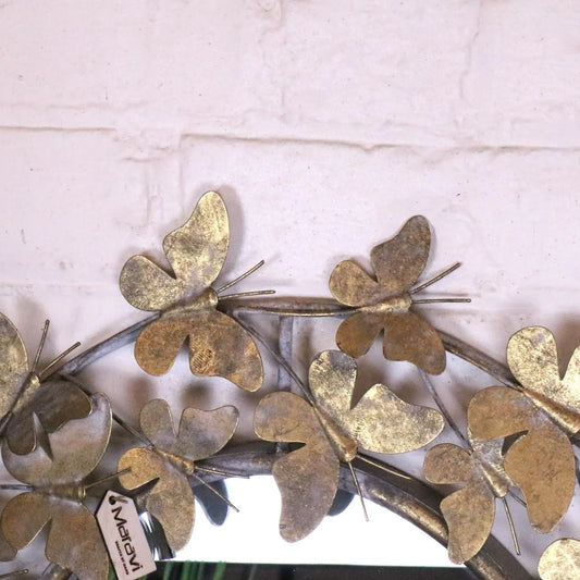 Eklora Gold Surround Butterfly Wall Mirror Oval Shape 90cm - Closeup of Butterflies