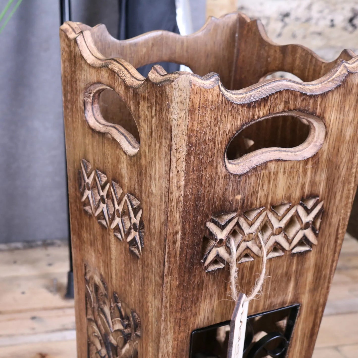 Gangotri Umbrella Stand - Closeup of Woodgrain