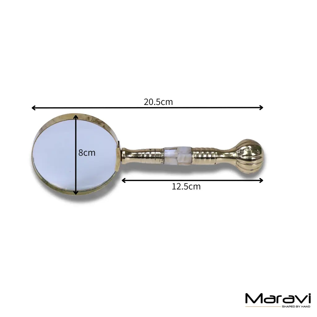 Garo Brass Magnifying Glass Mother of Pearl - Dimensions