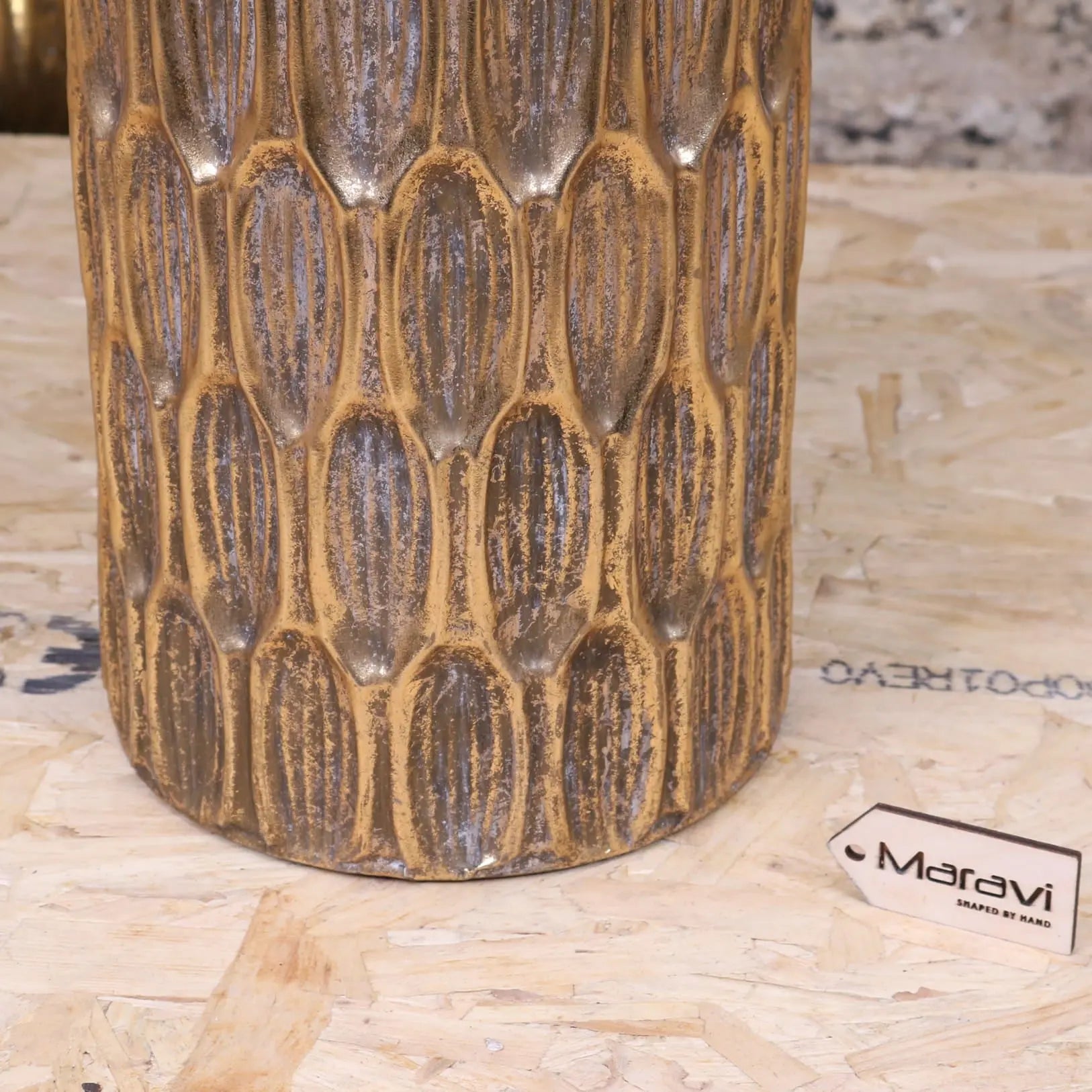 Hampi Harmony Gold Umbrella Stand - Closeup of Base