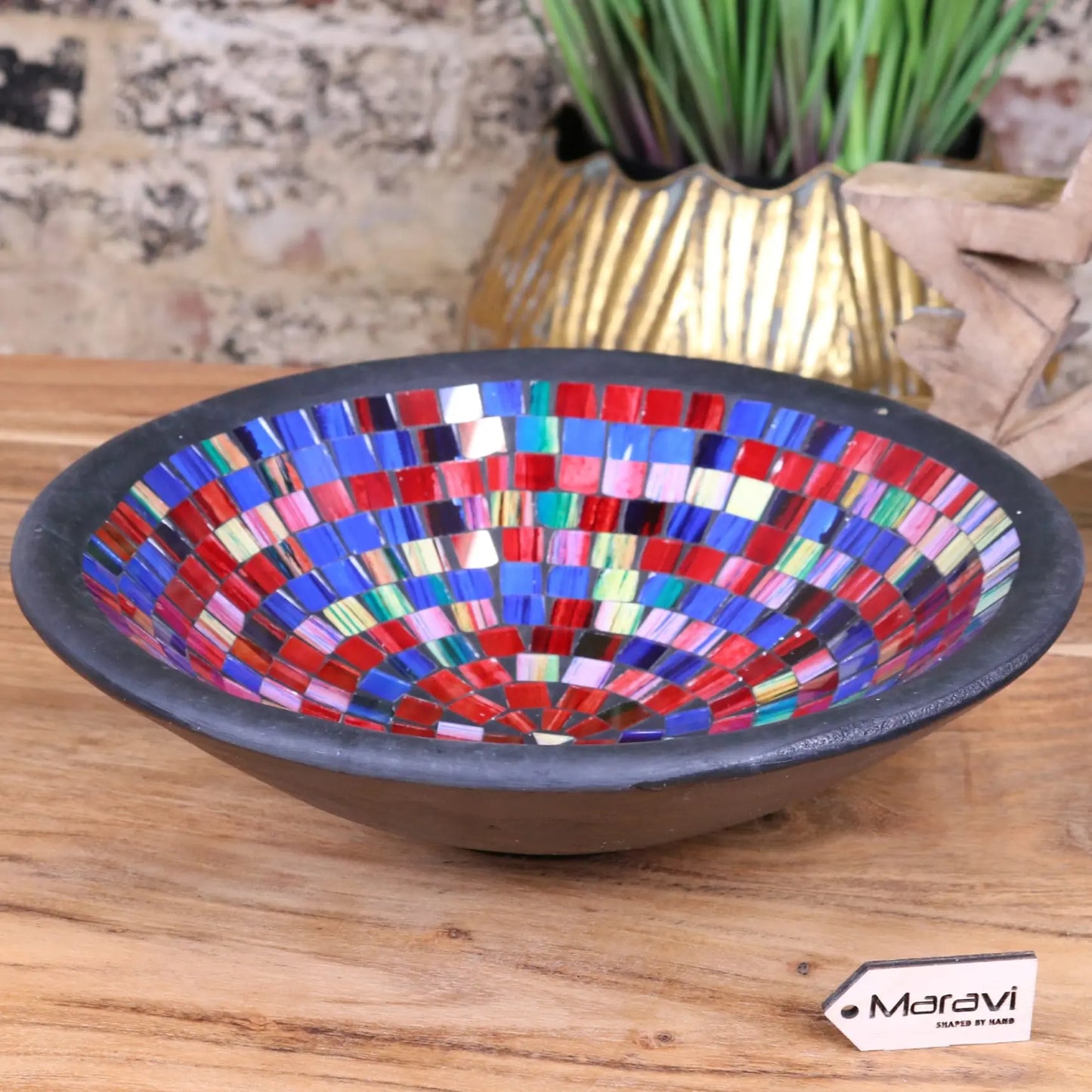 Morjim Large Mosaic Bowl Rainbow Spectrum Multicolour - Angled Top View
