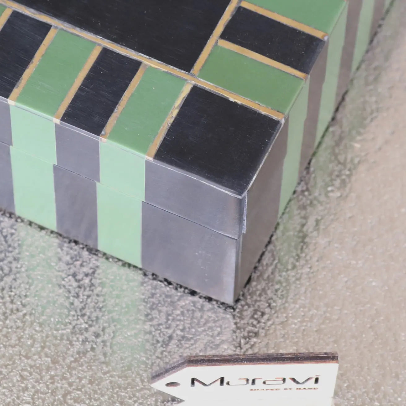 Panna Luxe Resin Jewellery Box - Green Closeup
