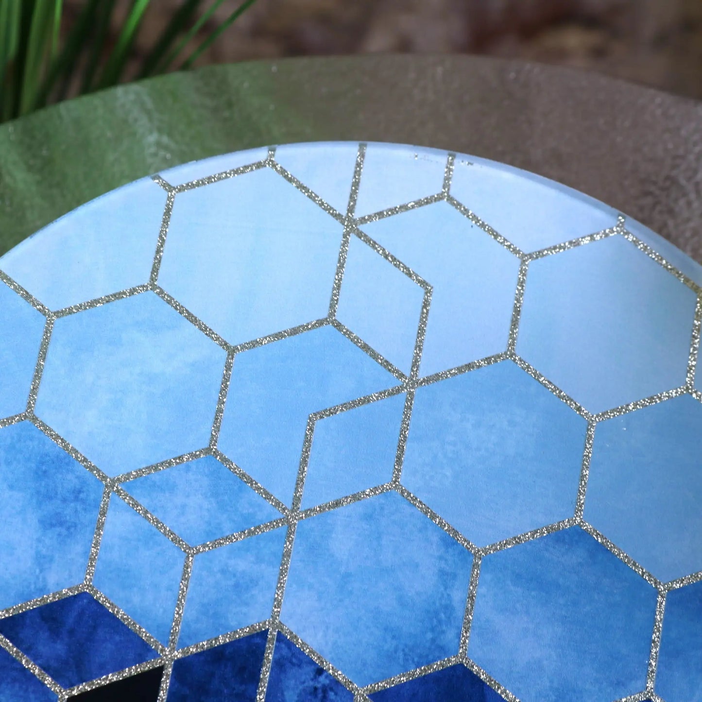 Konark Geometric Candle Design Plate - Top Section Closeup