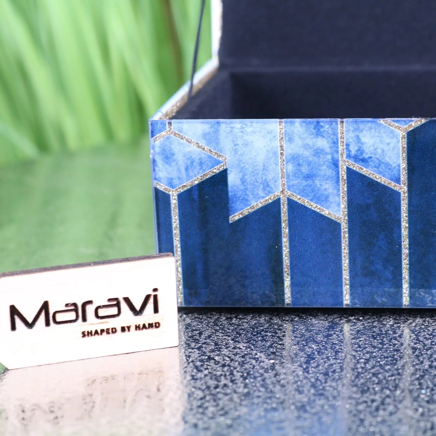 Konark Geometric Jewellery Box - Closeup of corner