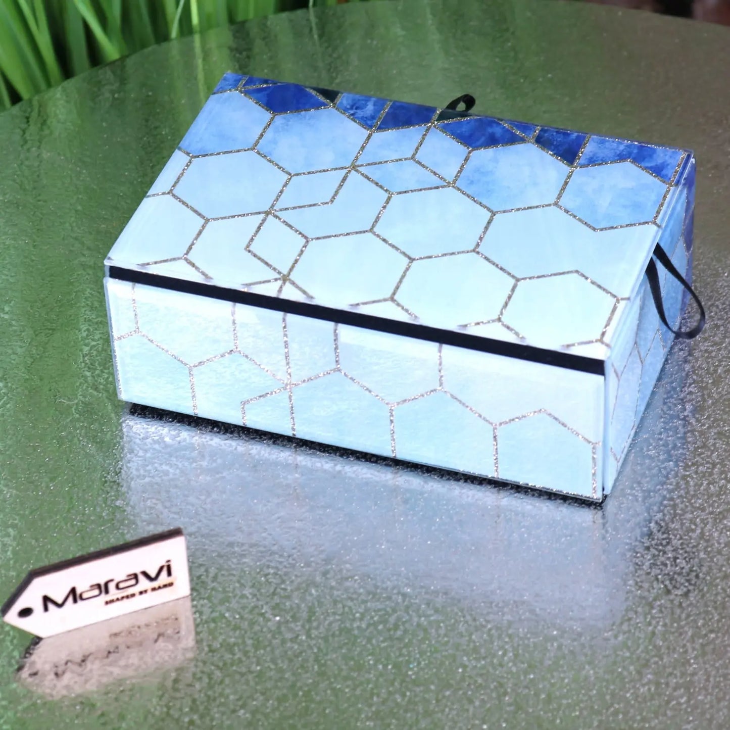 Konark Geometric Jewellery Box - Rear View