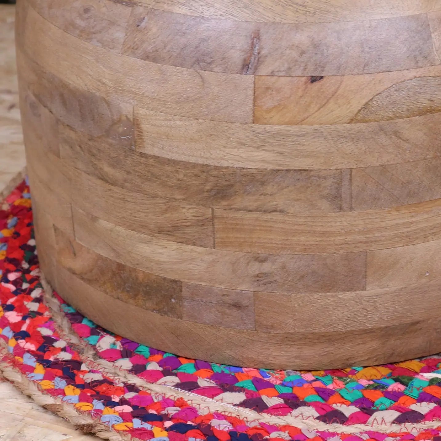 Narmada Swirl Mango Wood Side Table - Closeup of Base