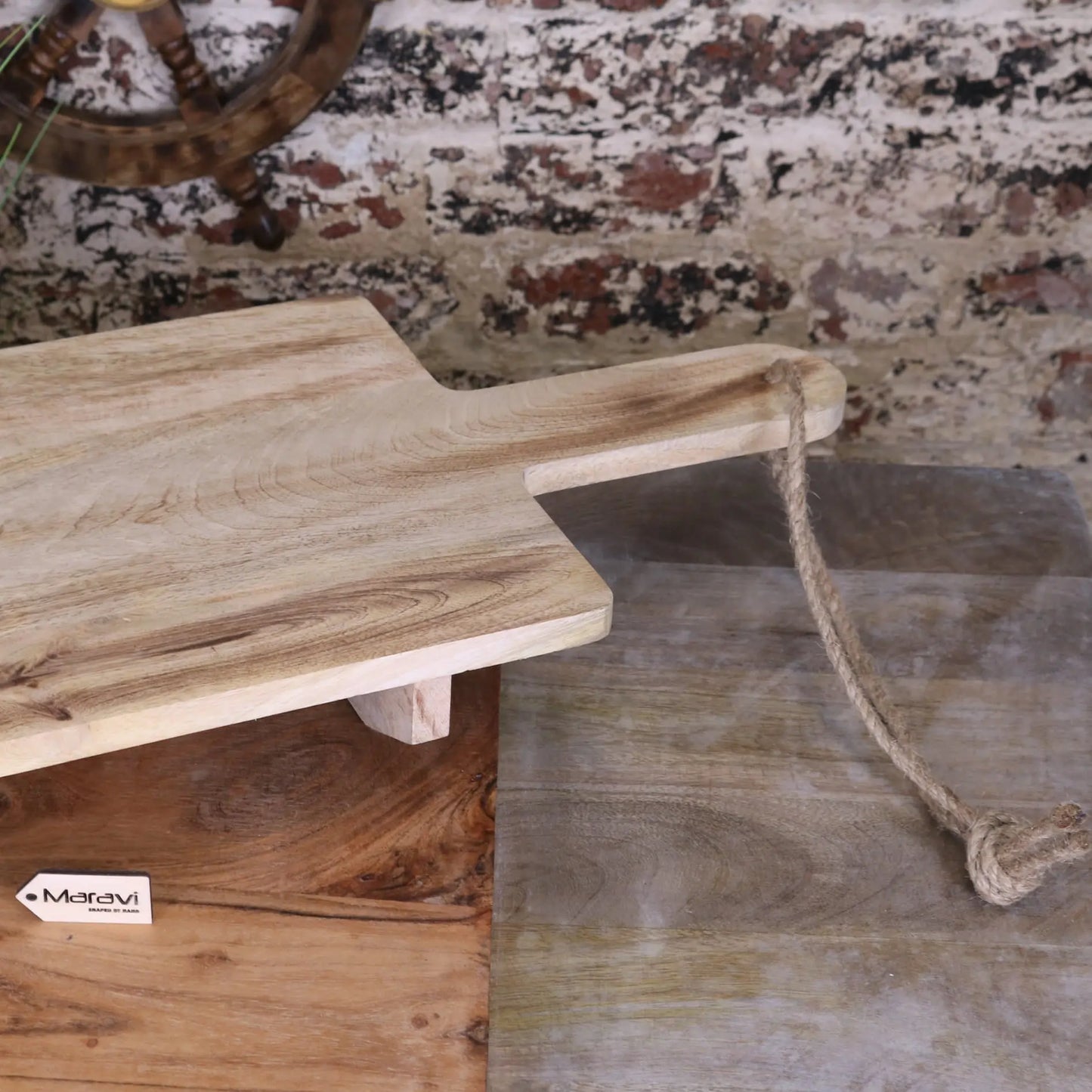 Wooden Large Serving Board 100cm - Closeup of Handle