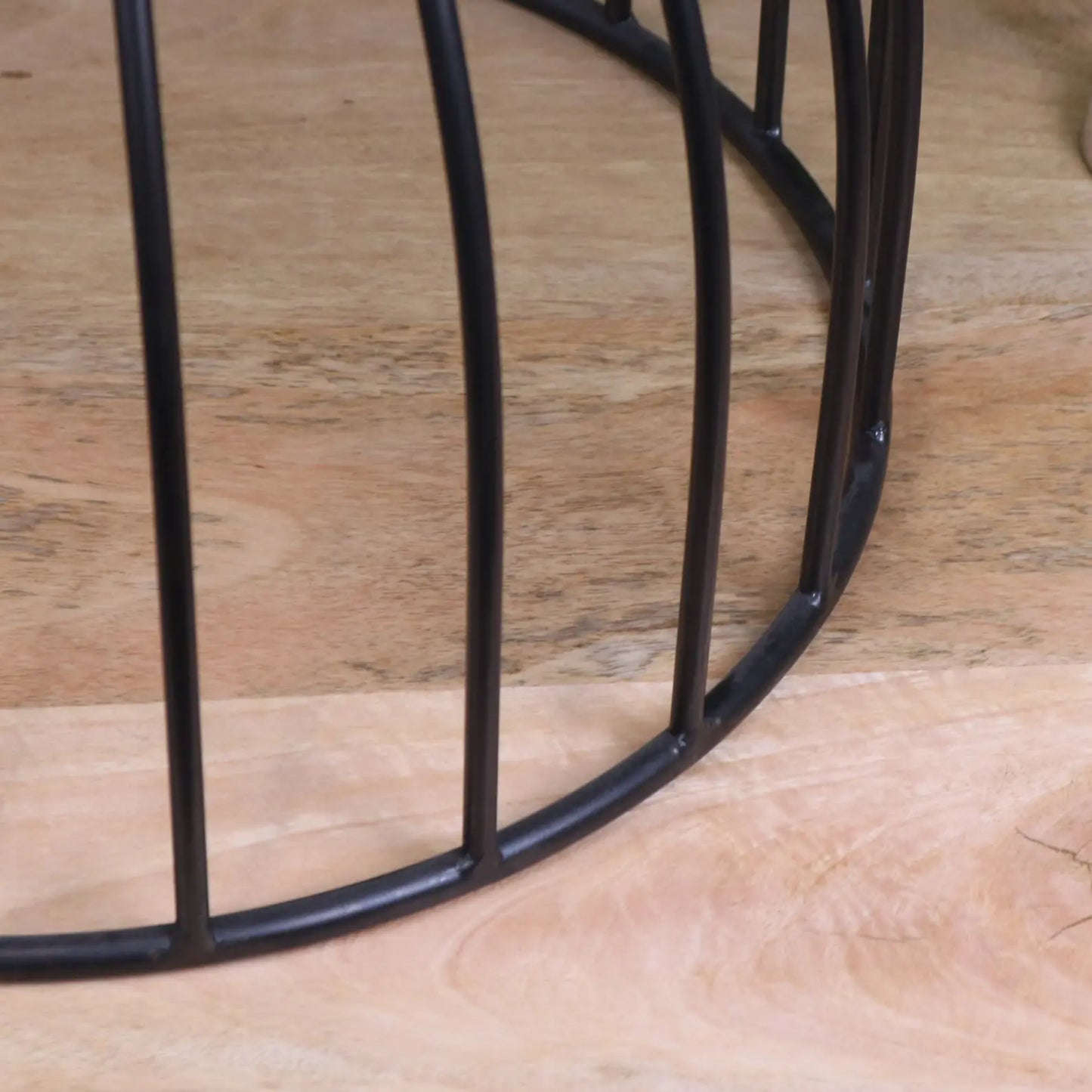 Palampur Industrial Round Side Table - Closeup of Basket Base
