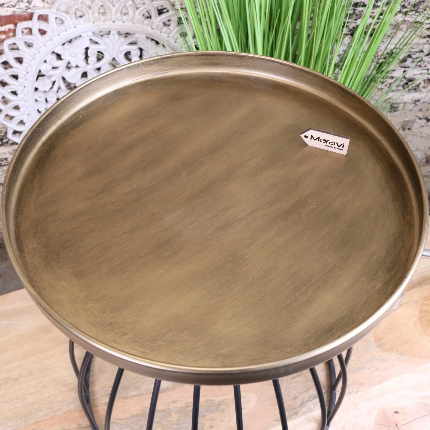 Palampur Industrial Round Side Table - Top View