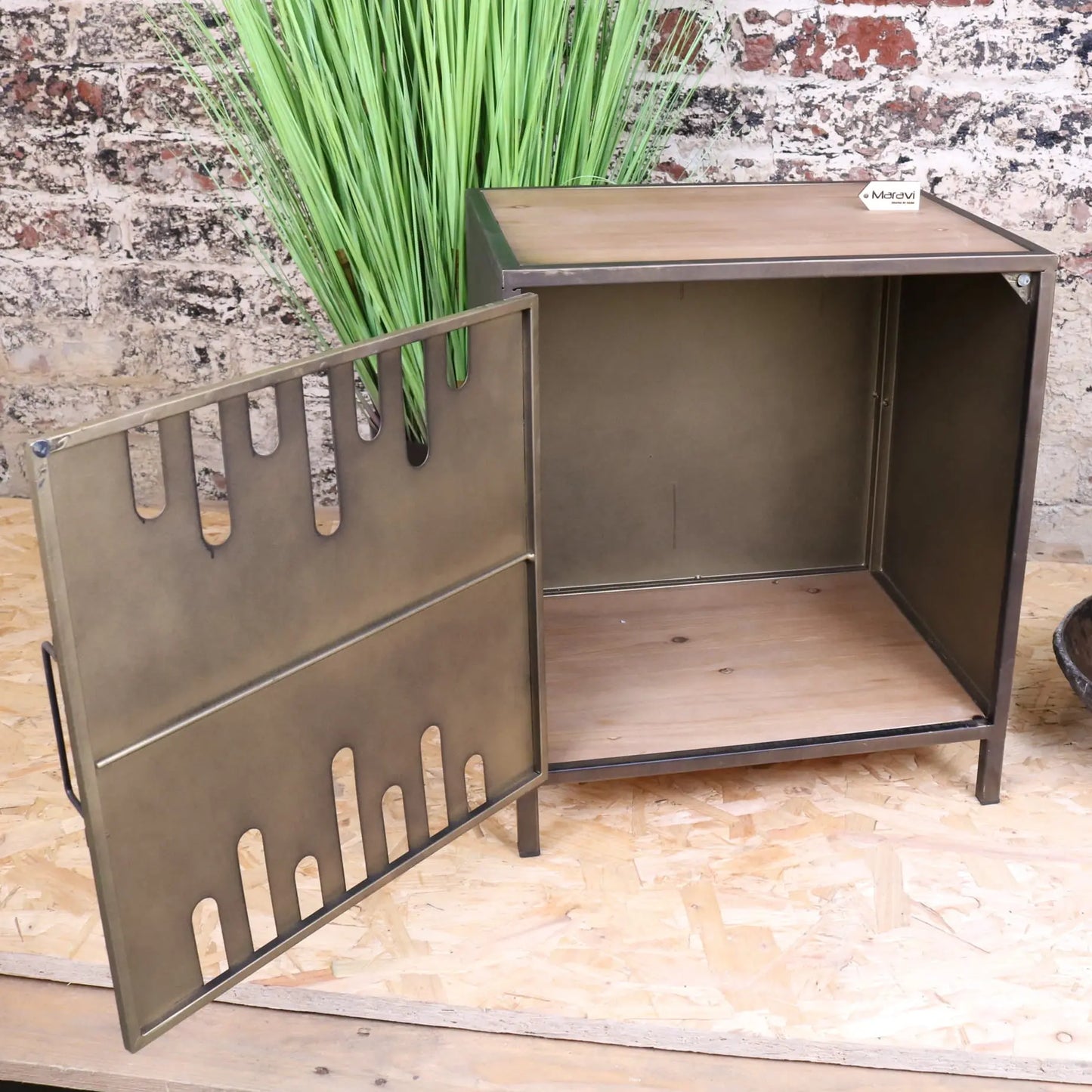 Usri Industrial Metal Bedside Cabinet - Opened Door