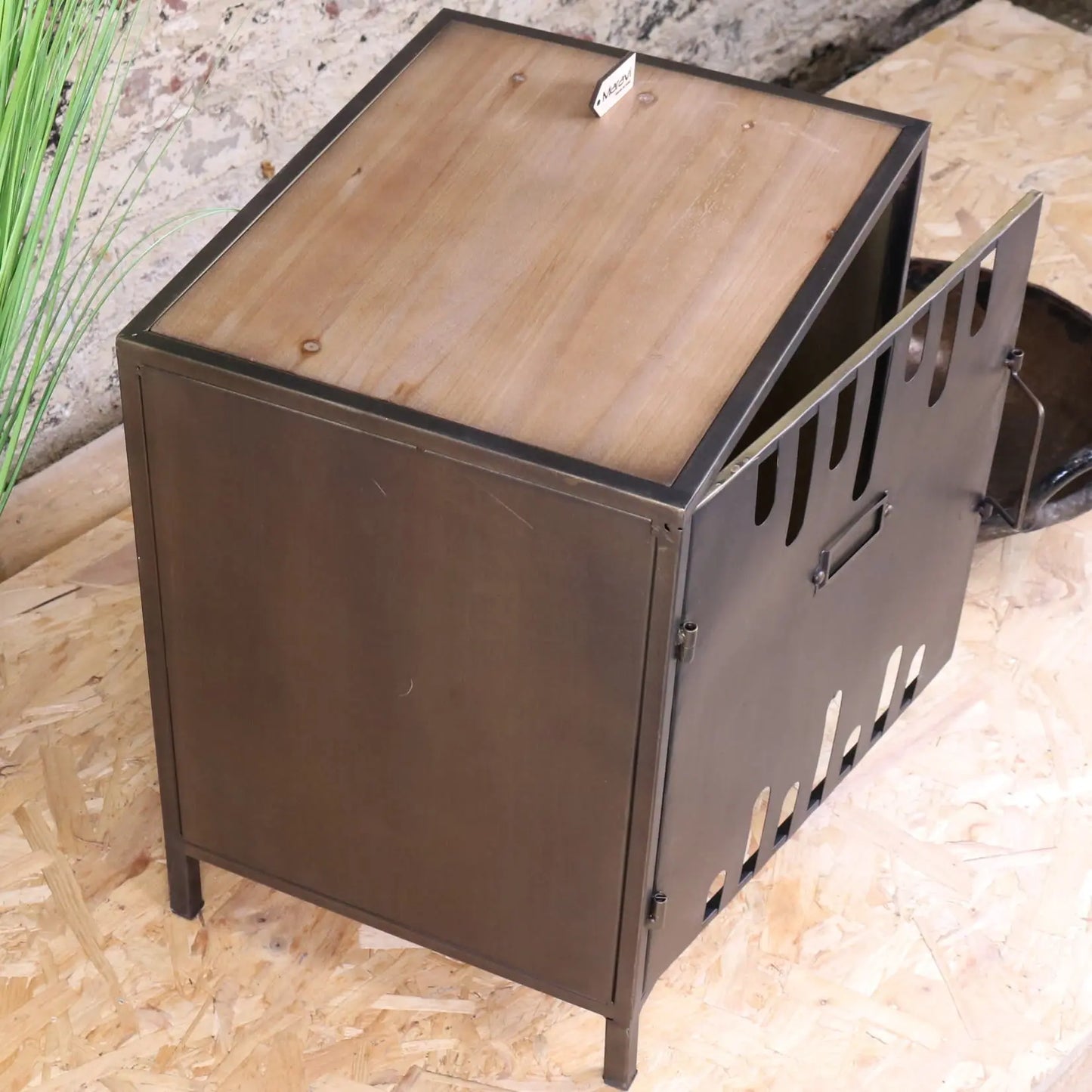Usri Industrial Metal Bedside Cabinet - Side View