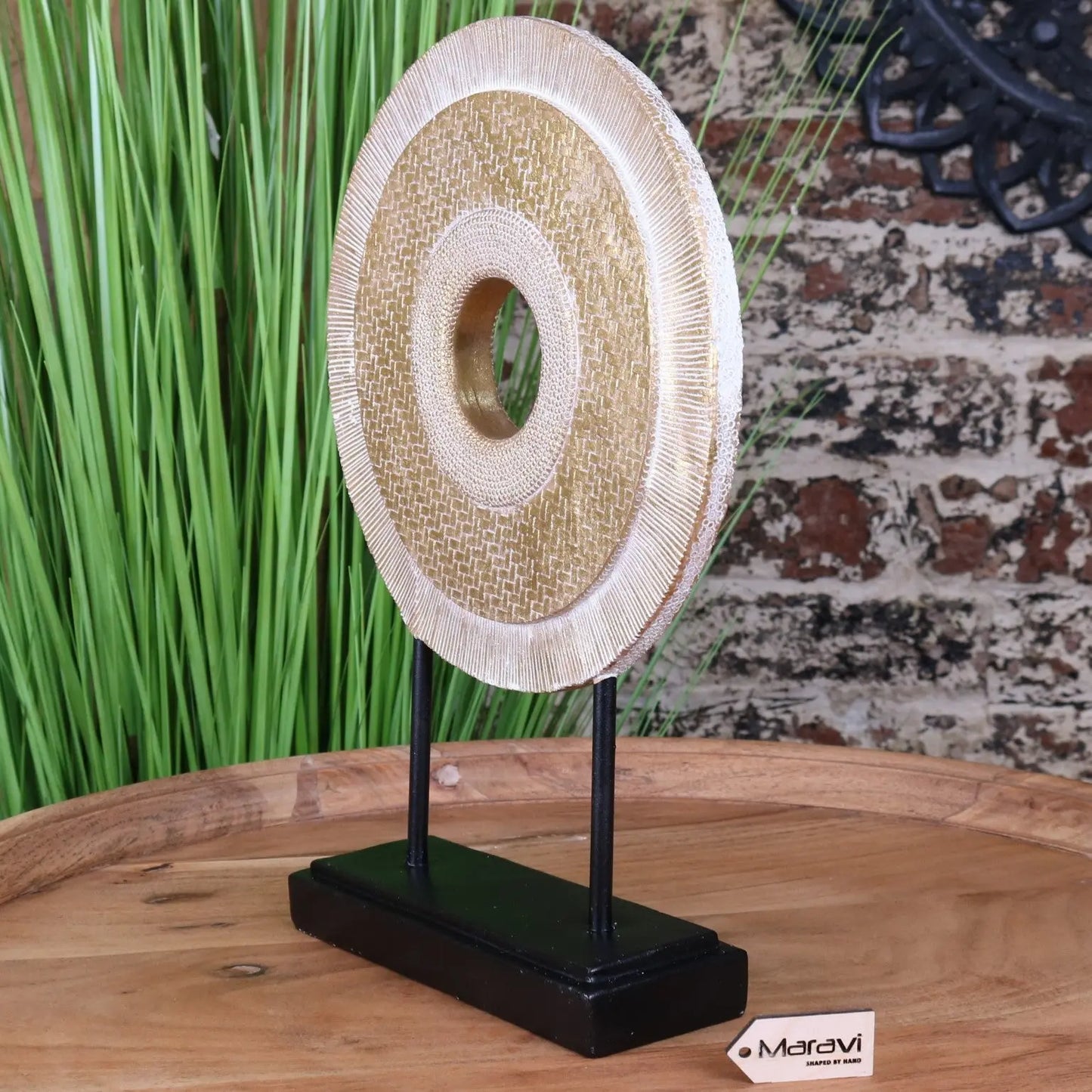 Kudi Luxury Gold Home Ornament Round Shape 37cm - Side View