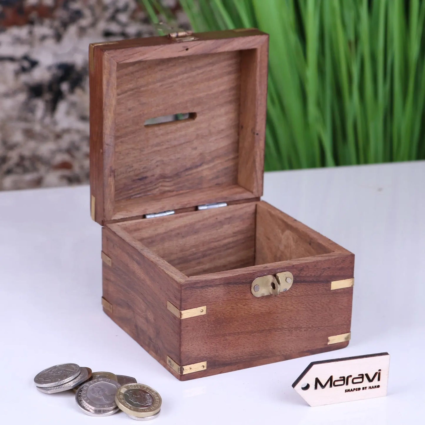 Sasa Wooden Money Box - Opened Box