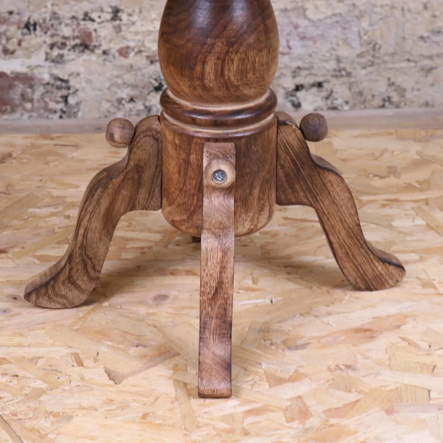 Alia Square Pedestal Large Side Table Hand Carved - Closeup of Legs