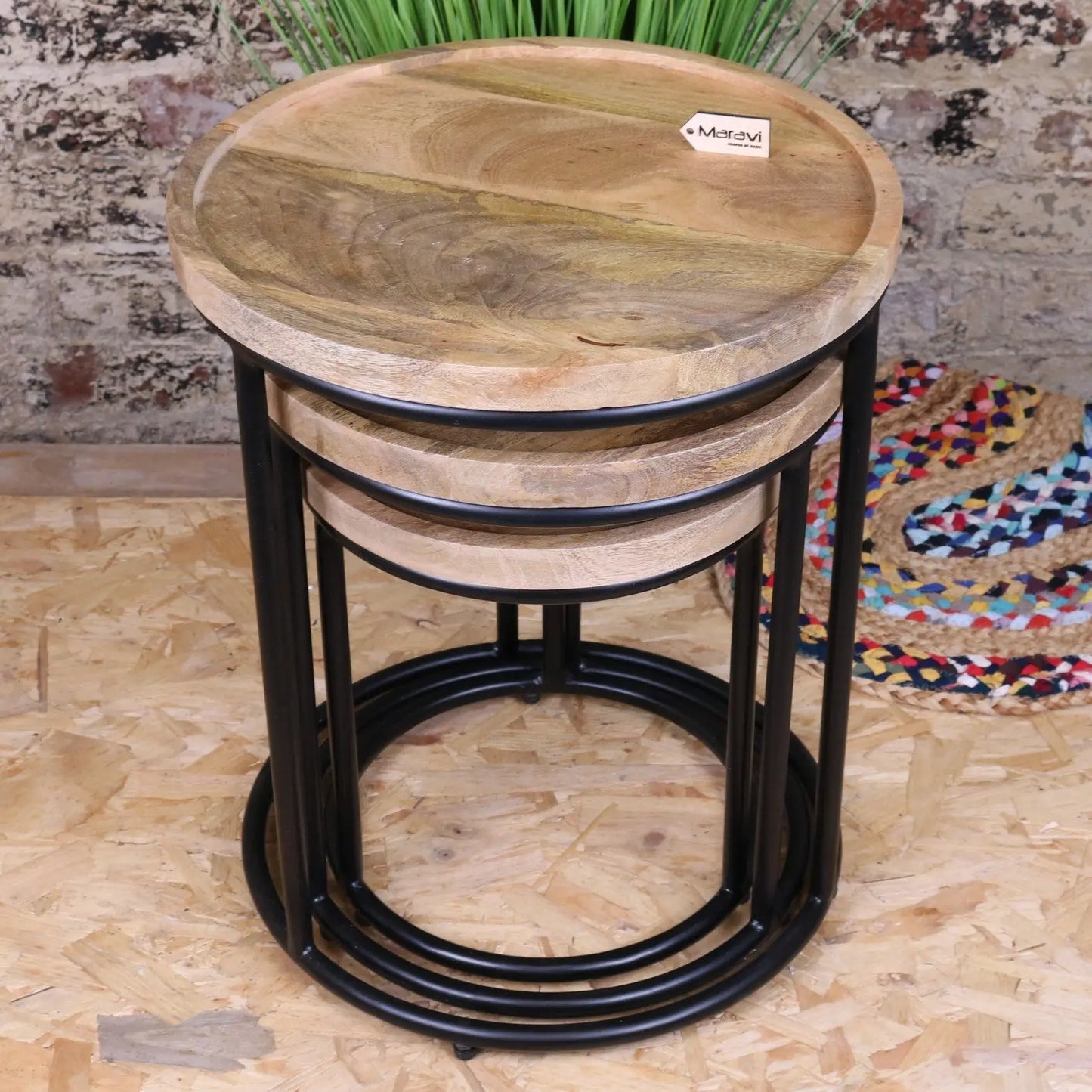 Juna Round Set of 3 Tables Mango Wood - Main Image