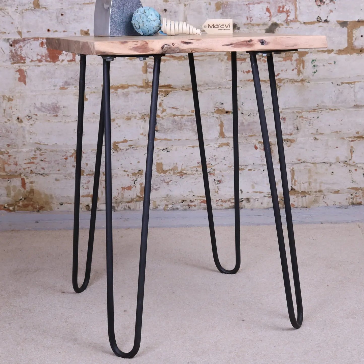 Kalan Live Edge Wooden Side Table - Front View