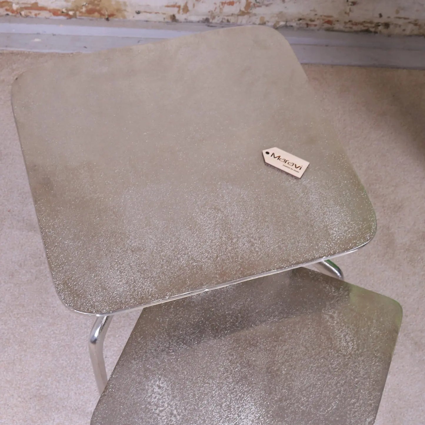 Sabna Set of 2 Metal Square Side Tables - Top View