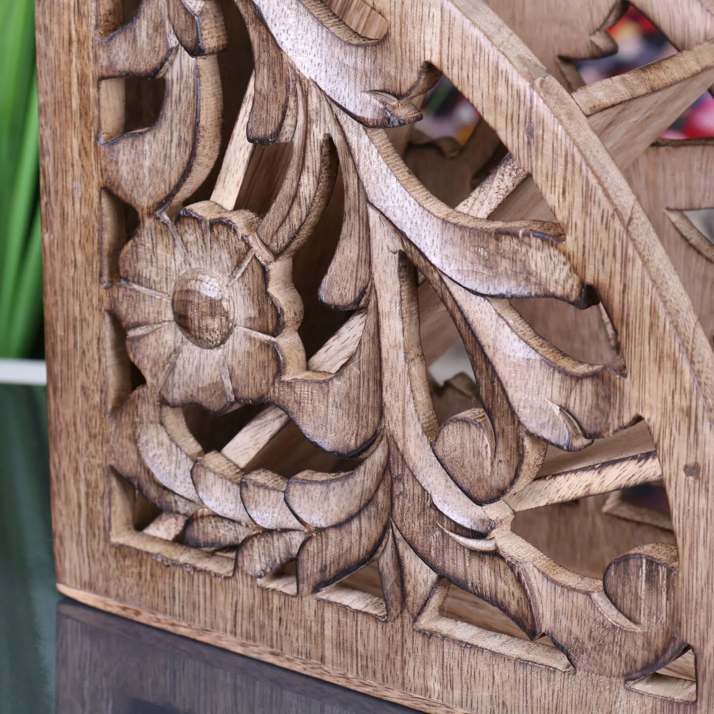 Yanam Remote Control Holder - Closeup of Carving